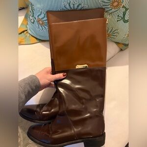 Burberry Brown and Tan Leather Boots
